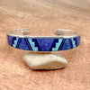 Shot of the front of a blue sky inlay cuff bracelet