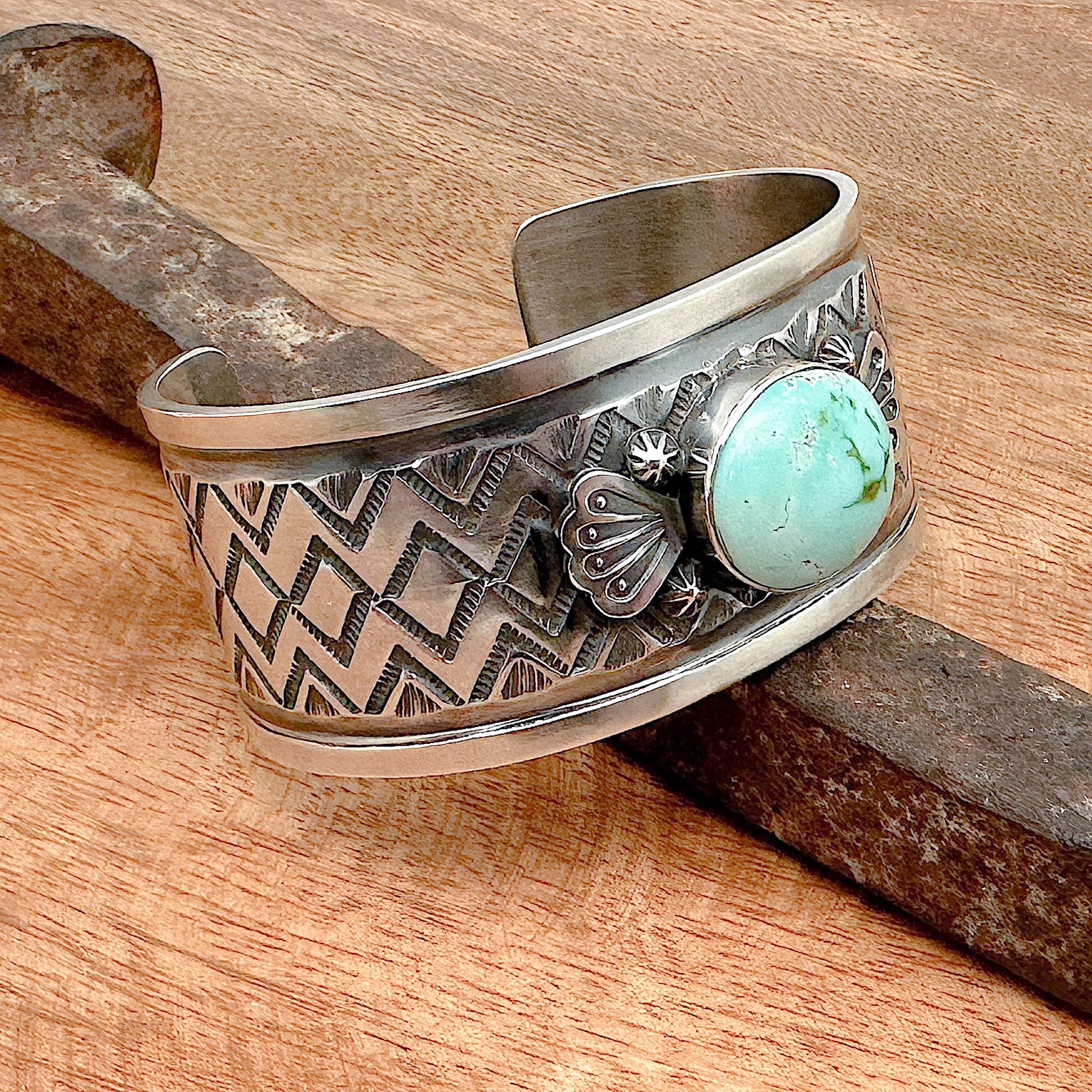 Navajo Sterling Silver Natural Royston cheapest Turquoise Cuff Bracelet 6 3/4