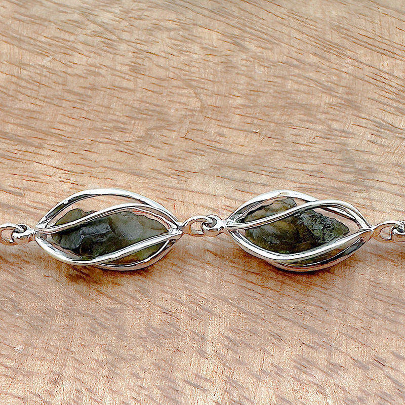 Moldavite Cage Bracelet