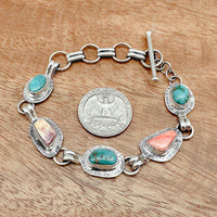 Turquoise & Spiny Oyster Link Bracelet