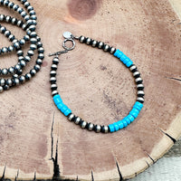 Navajo Silver Pearl Turquoise Bracelet