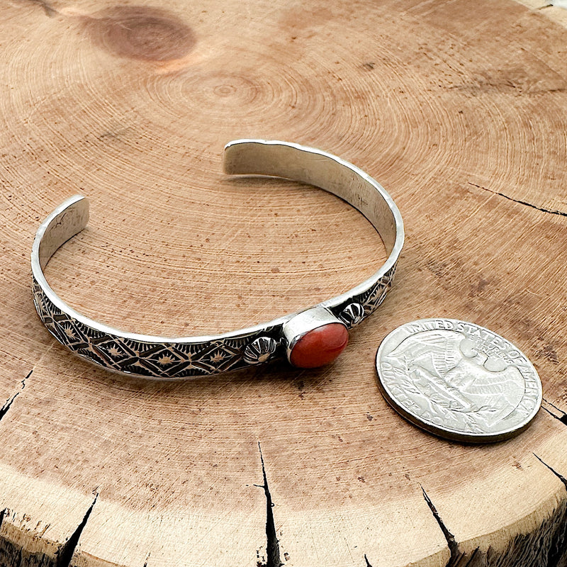 Red Coral Cuff Bracelet