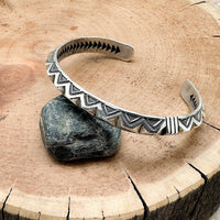 Silver Stamp Work Cuff Bracelet