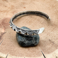 Silver Stamp Work Cuff Bracelet