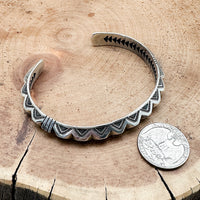 Silver Stamp Work Cuff Bracelet