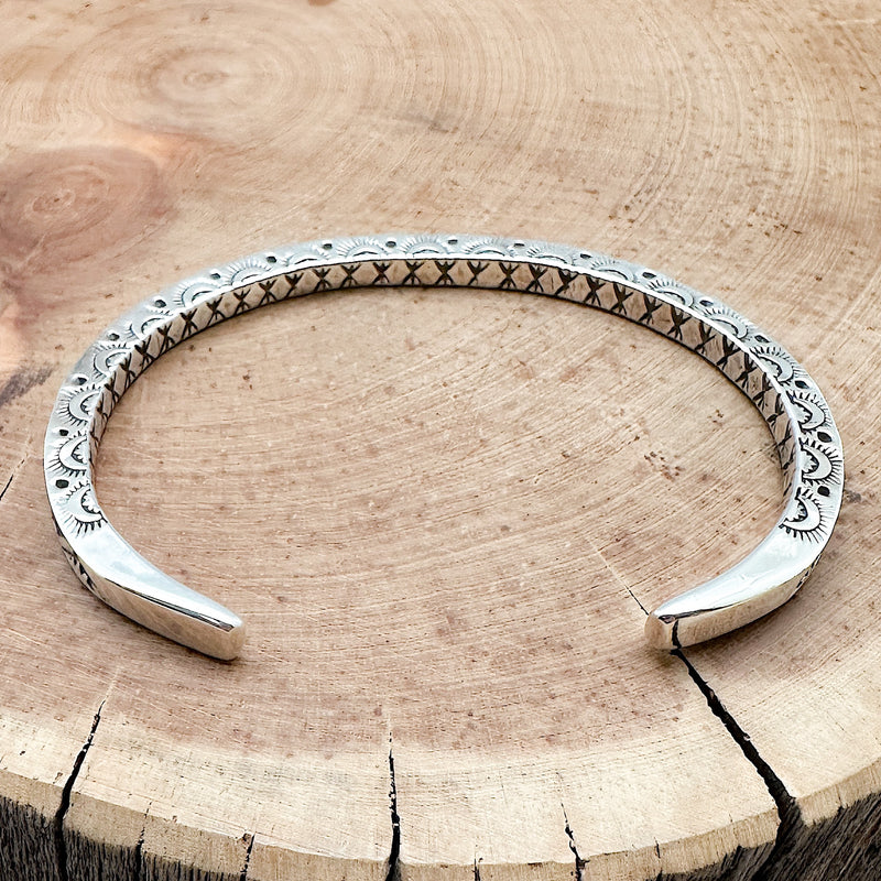 Silver Stamp Work Cuff Bracelet