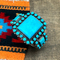 Kingman Turquoise Cluster Cuff Bracelet
