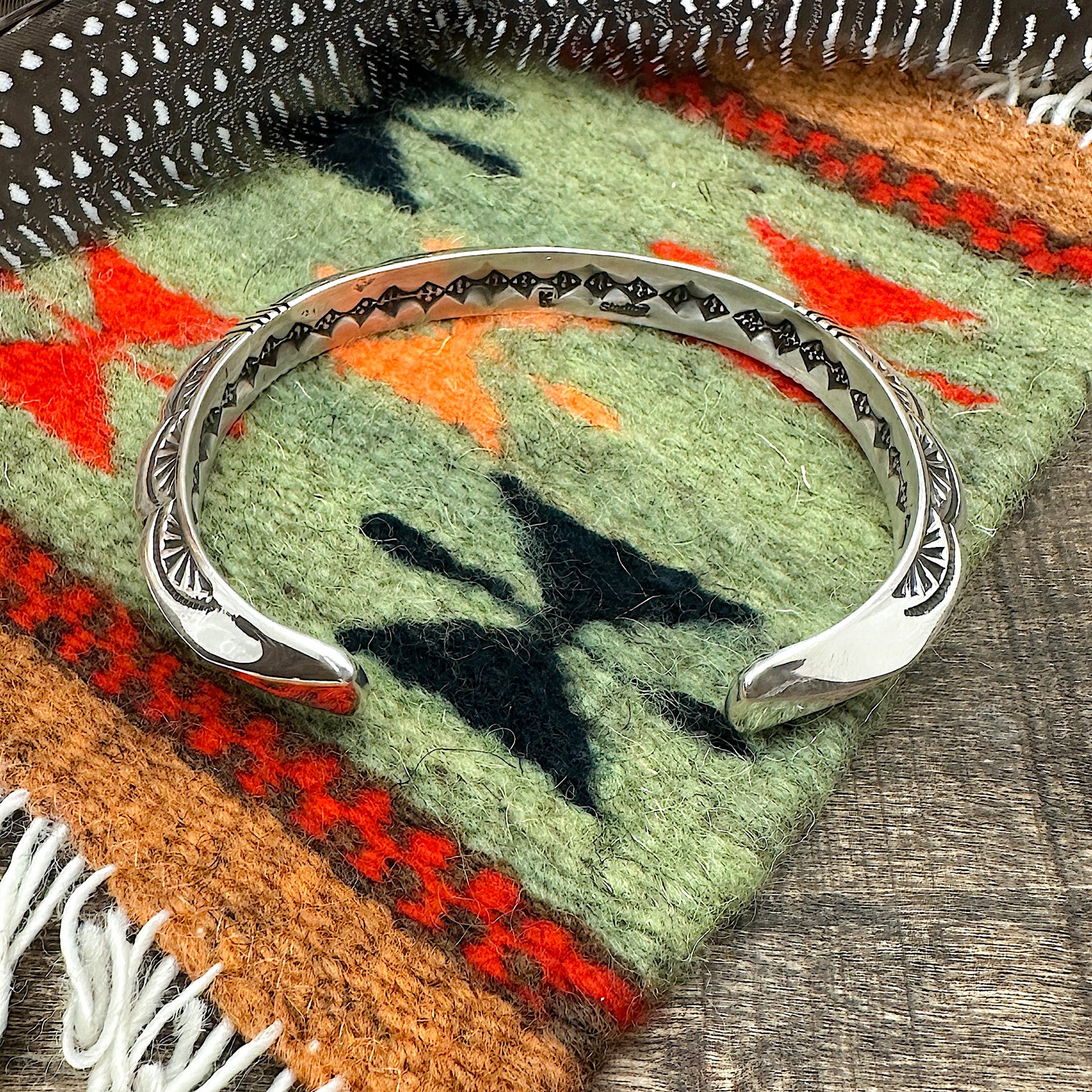 Silver Stamp Work Cuff Bracelet