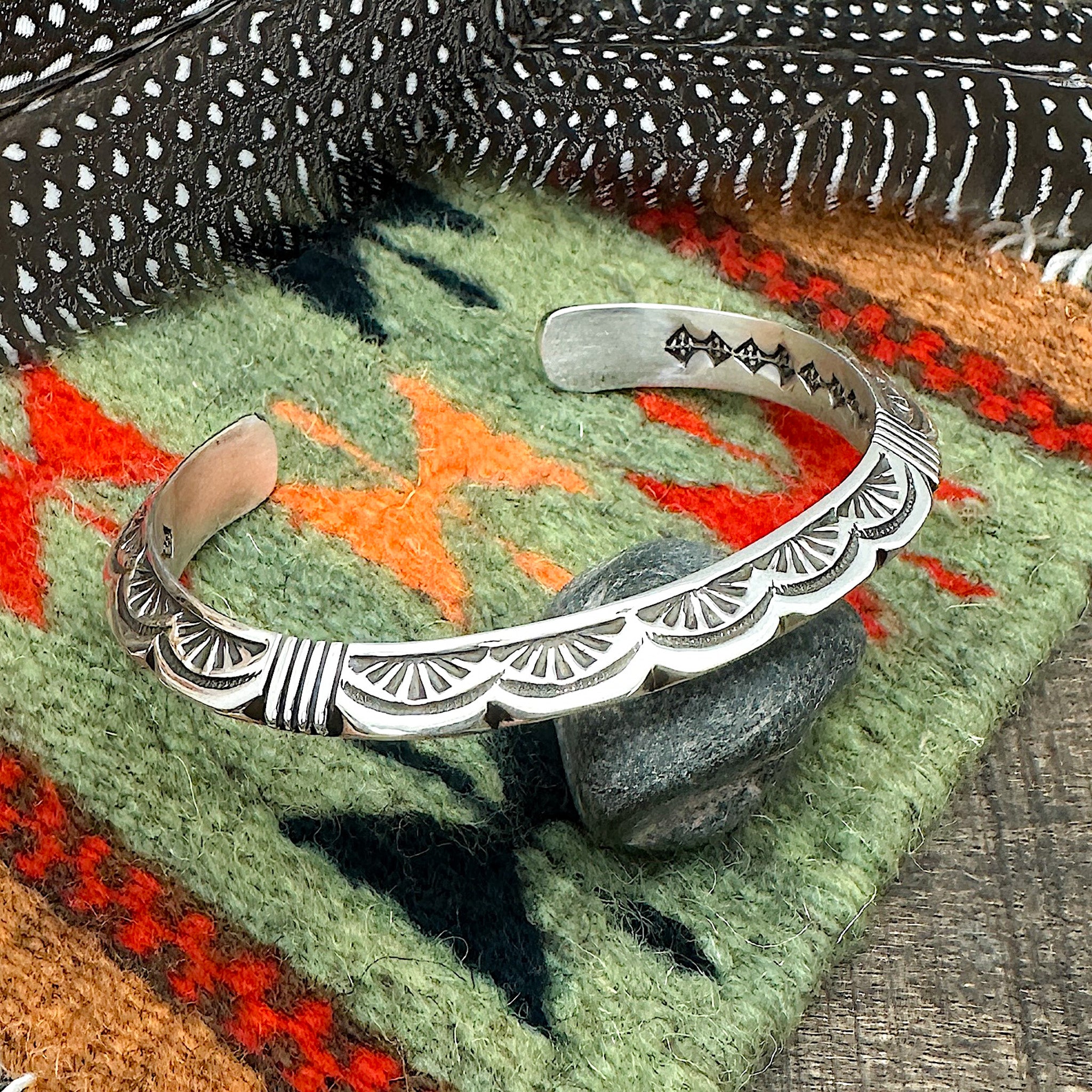 Silver Stamp Work Cuff Bracelet