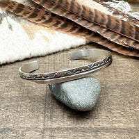 Silver Stamp Work Cuff Bracelet