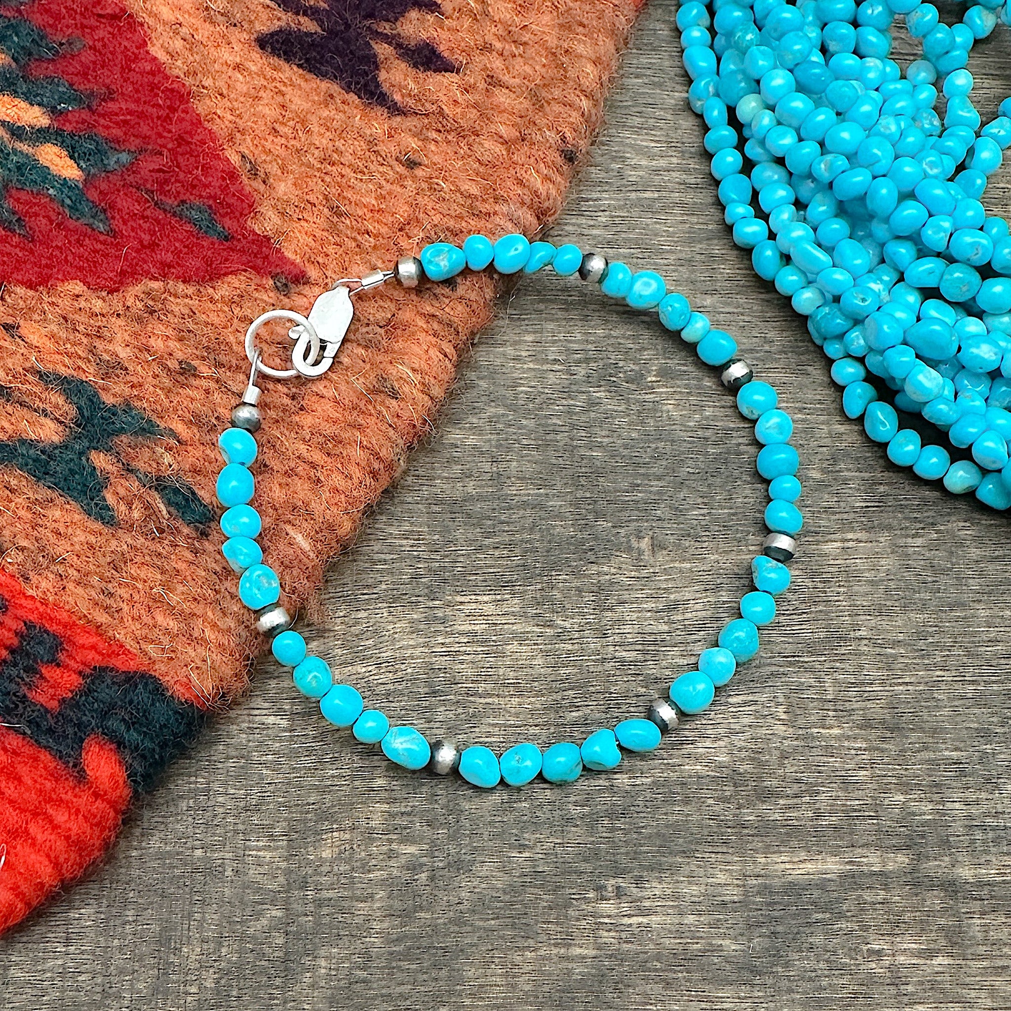 Sleeping Beauty Turquoise & Silver Pearl Bracelet