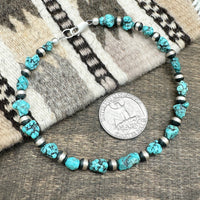 Kingman Turquoise Nugget & Silver Pearl Bracelets