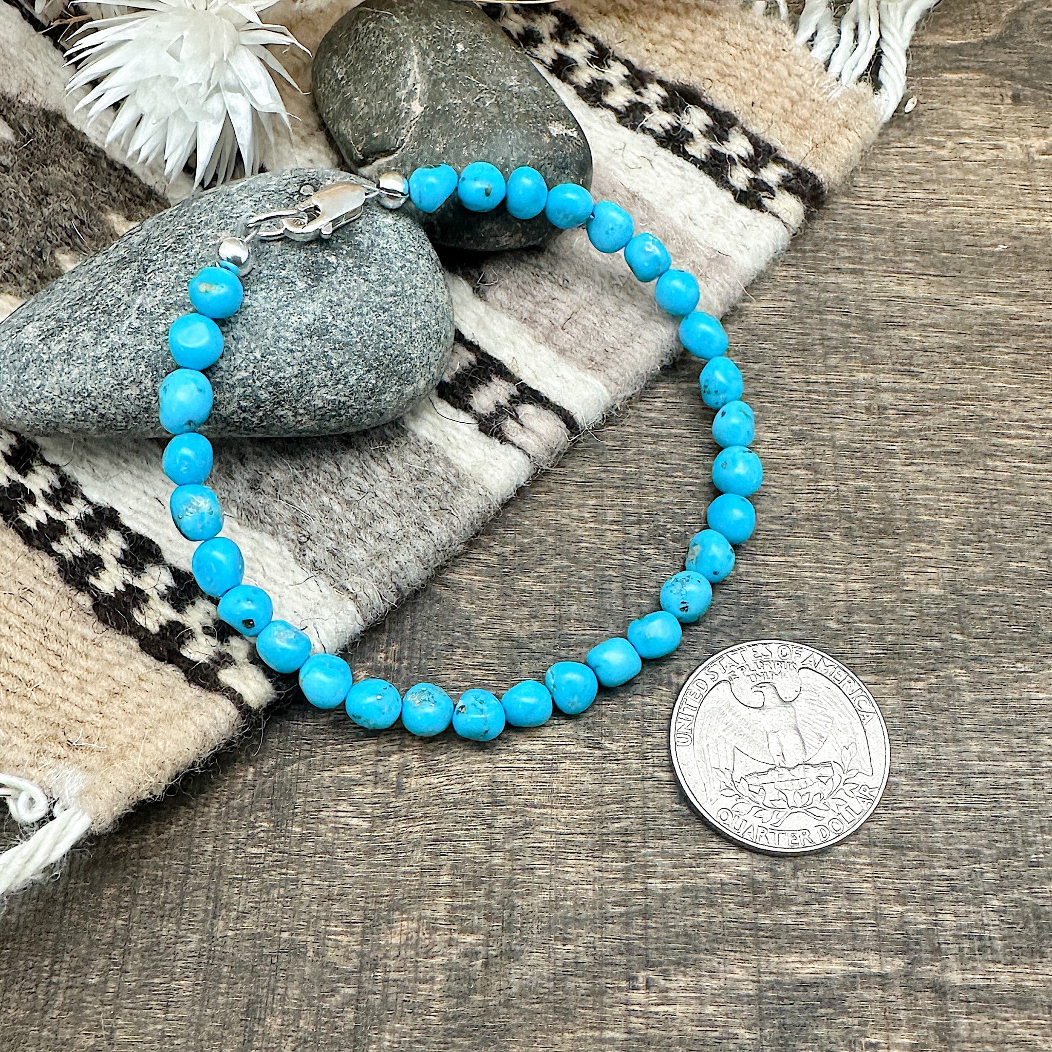 Kingman Turquoise Beaded Bracelet