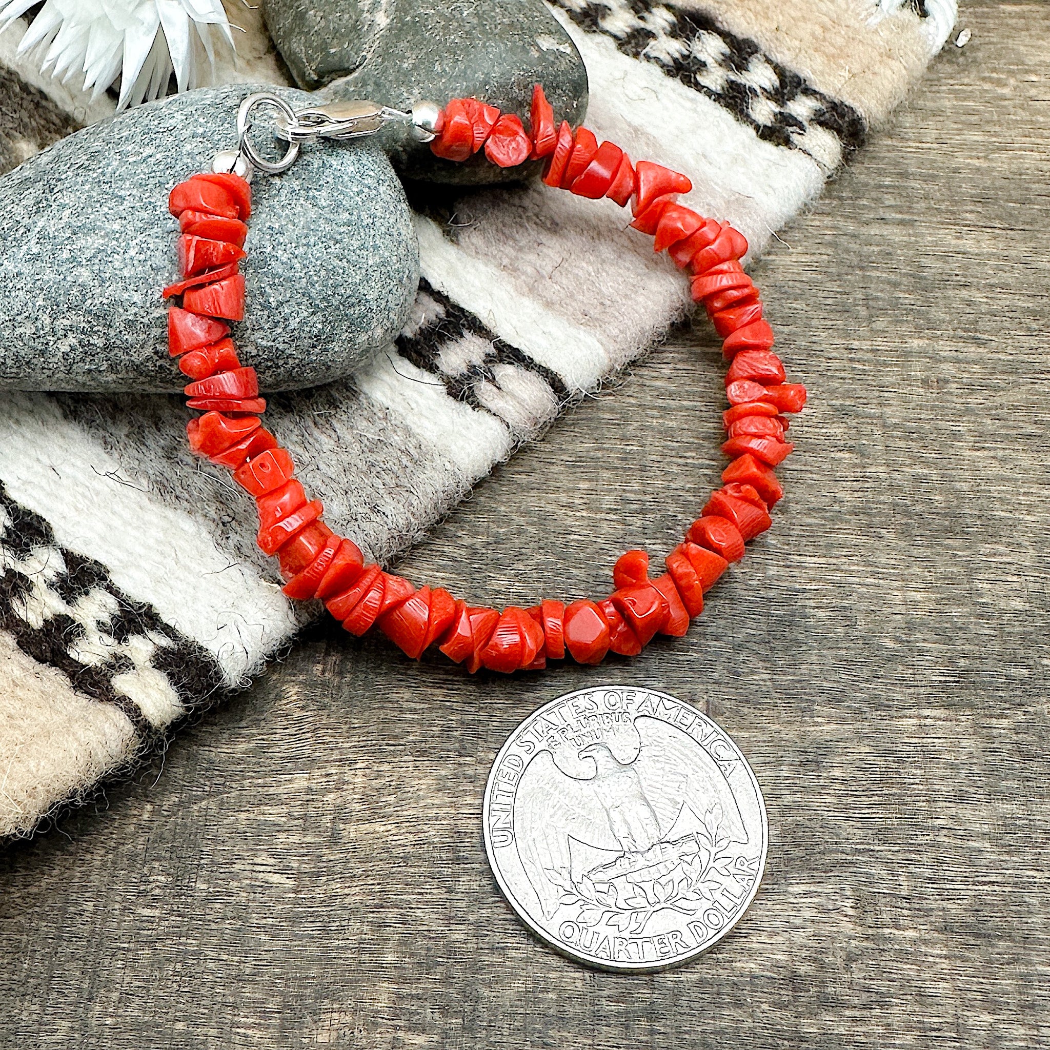 Red Coral Beaded Bracelet