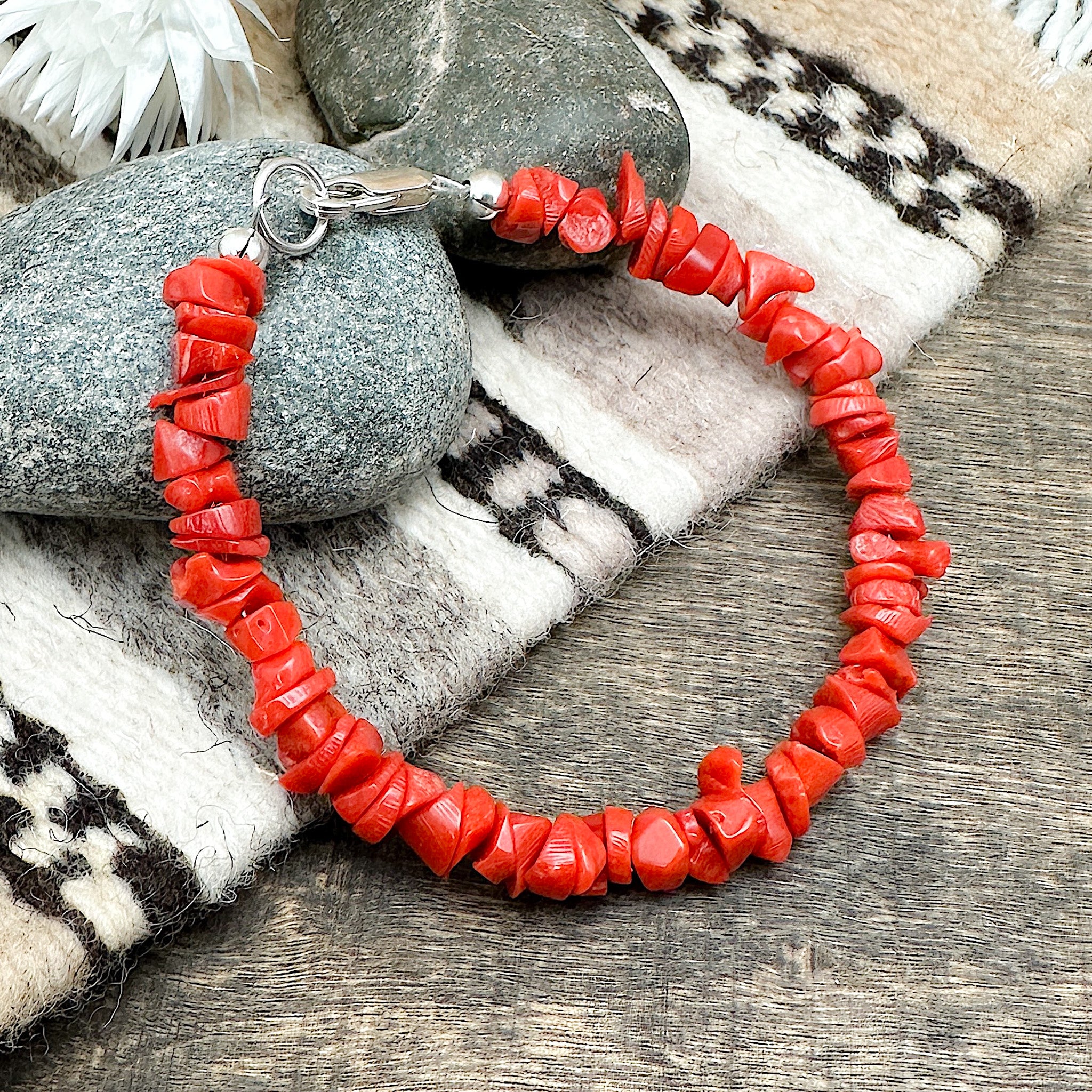 Red Coral Beaded Bracelet