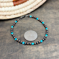4mm Copper Pearl Bracelet With Turquoise