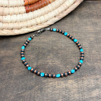 4mm Copper Pearl Bracelet With Turquoise