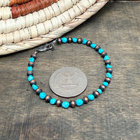 4mm Copper Pearl Bracelet With Turquoise