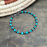 4mm Copper Pearl Bracelet With Turquoise