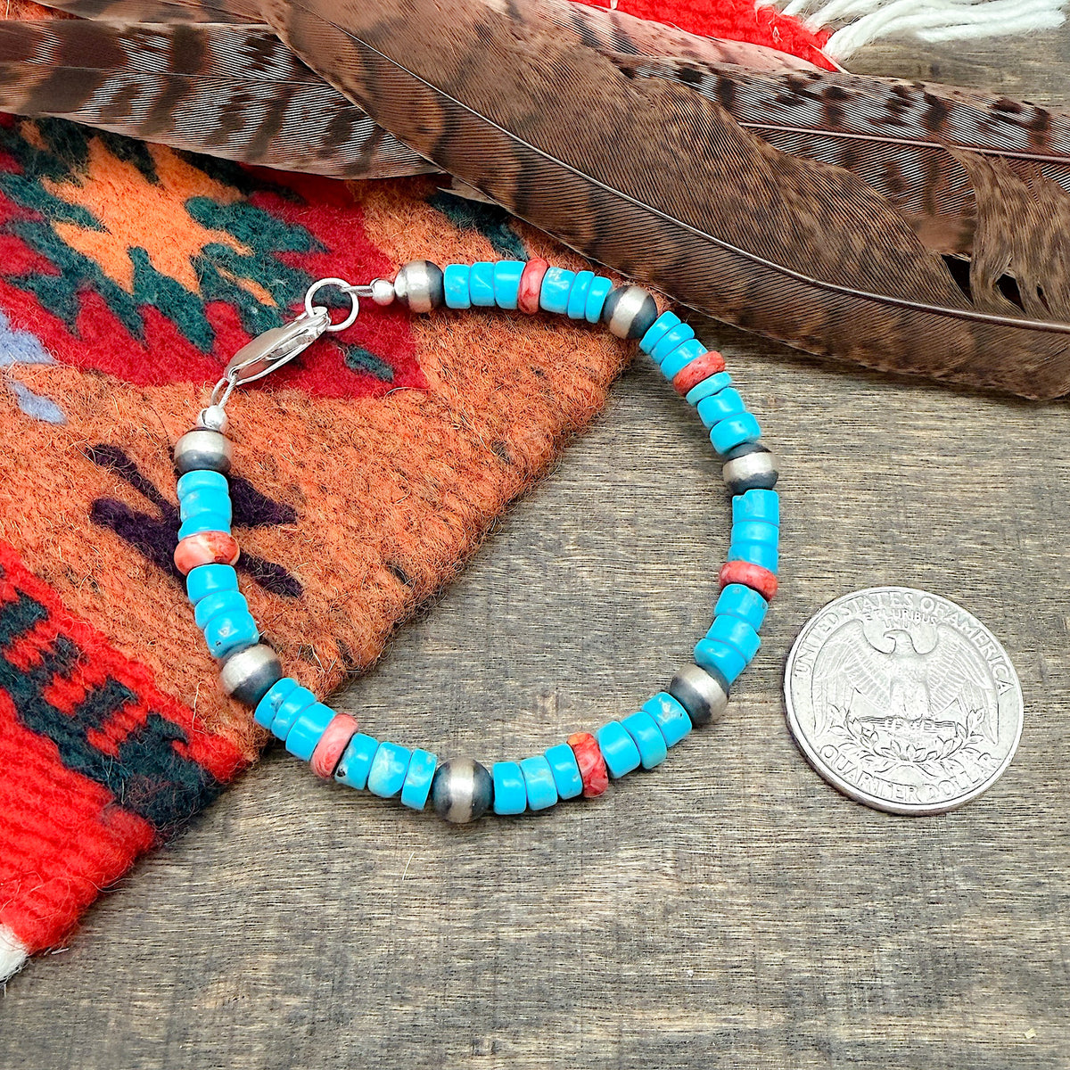 Sleeping Beauty Turquoise & Silver Pearl Bracelet