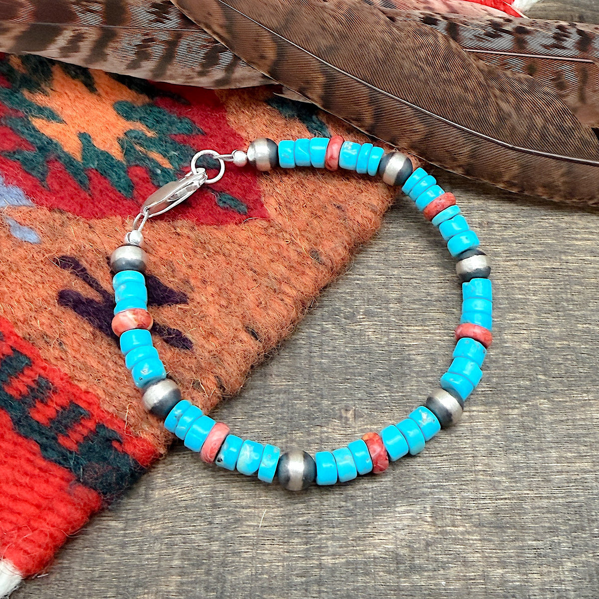 Sleeping Beauty Turquoise & Silver Pearl Bracelet