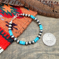 Sleeping Beauty Turquoise & Silver Pearl Bracelet