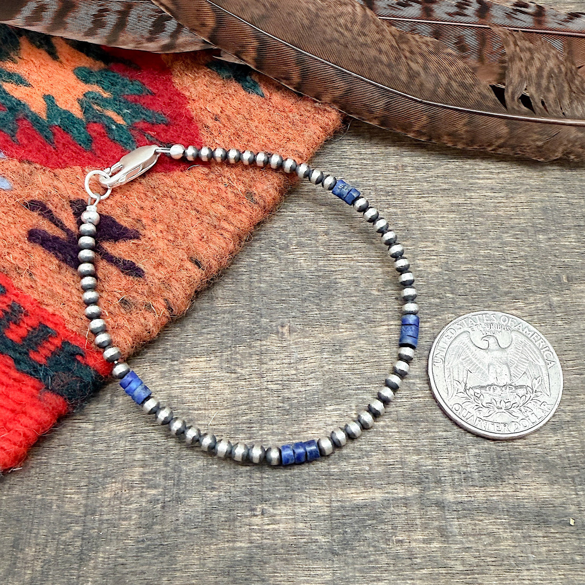 Silver Pearl & Lapis Bracelet