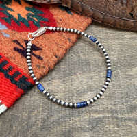 Silver Pearl & Lapis Bracelet
