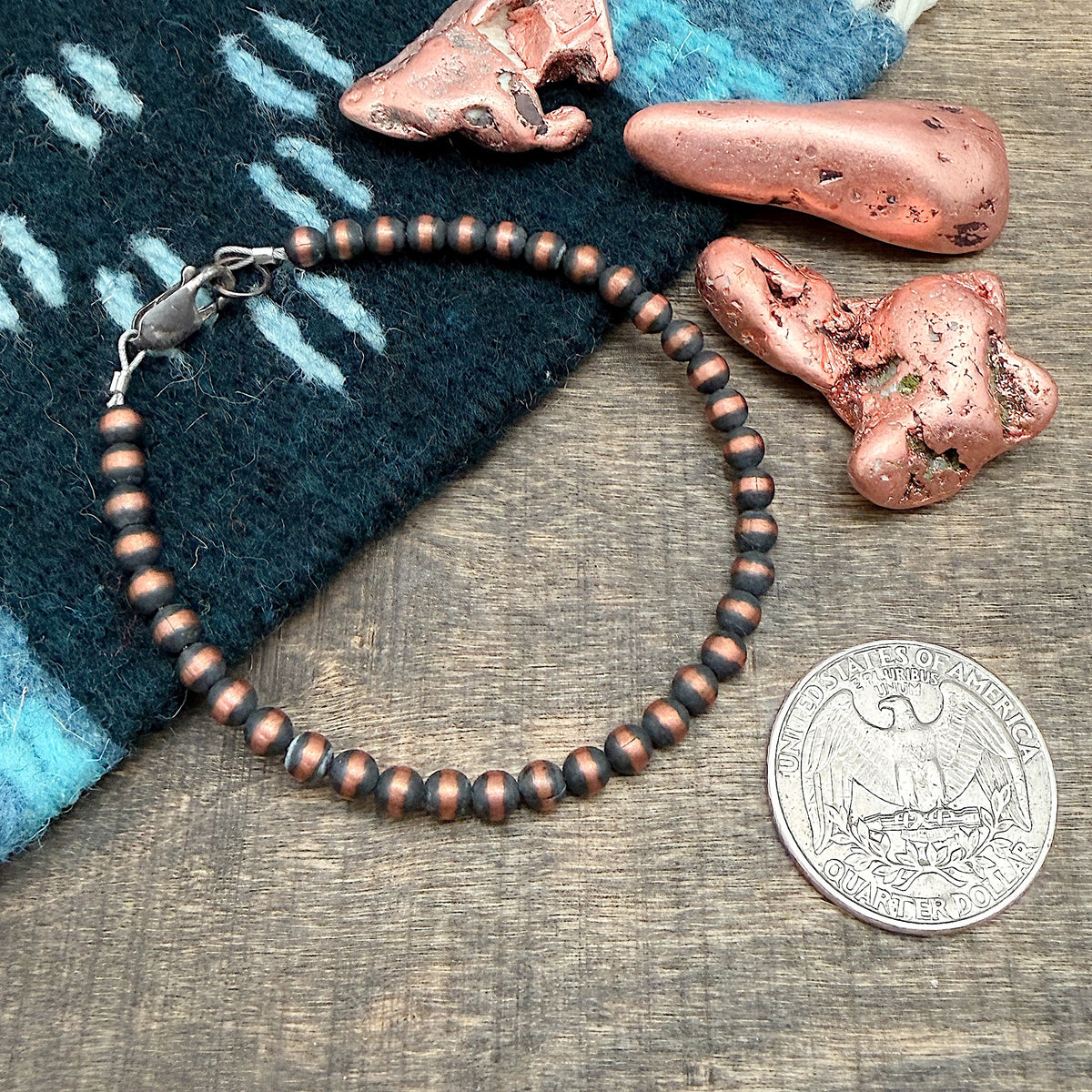 4mm Copper Pearl Bracelet