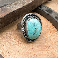 Vintage Lone Mountain Turquoise Ring Size 11