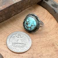 Vintage Lone Mountain Turquoise Ring Size 7.5