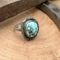 Vintage Lone Mountain Turquoise Ring Size 7.5