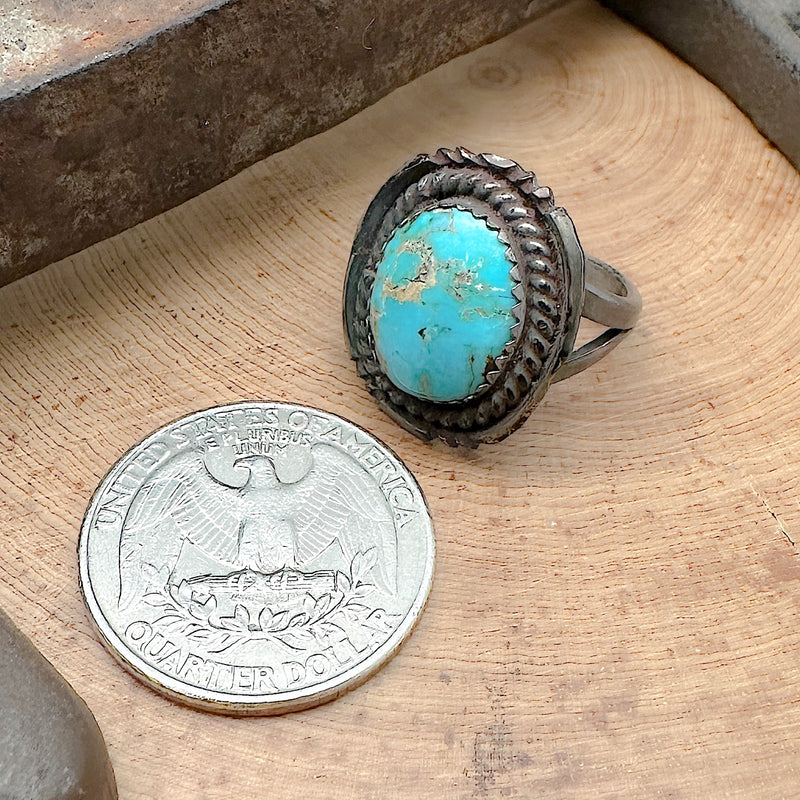 Vintage Blue Gem Turquoise Ring Size 6