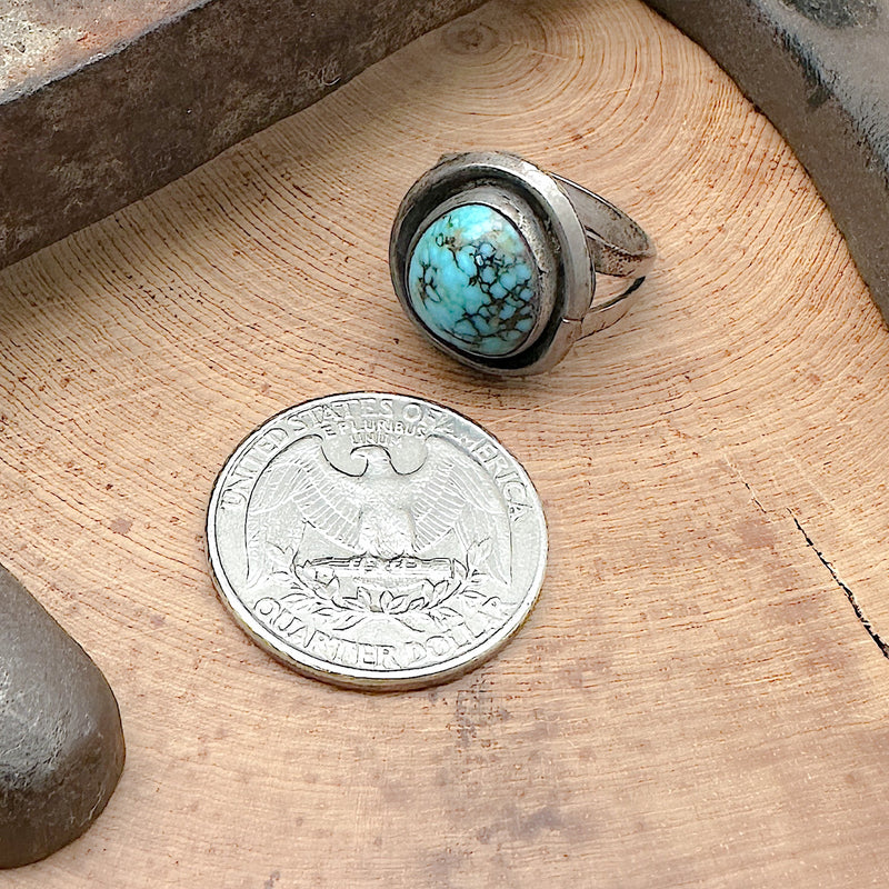 Vintage Lone Mountain Turquoise Ring Size 6.5
