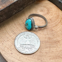 Vintage Lone Mountain Turquoise Ring Size 8-3/4
