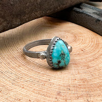 Vintage Lone Mountain Turquoise Ring Size 8-3/4