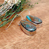 Shot of a pair of boulder turquoise earrings as viewed from the side