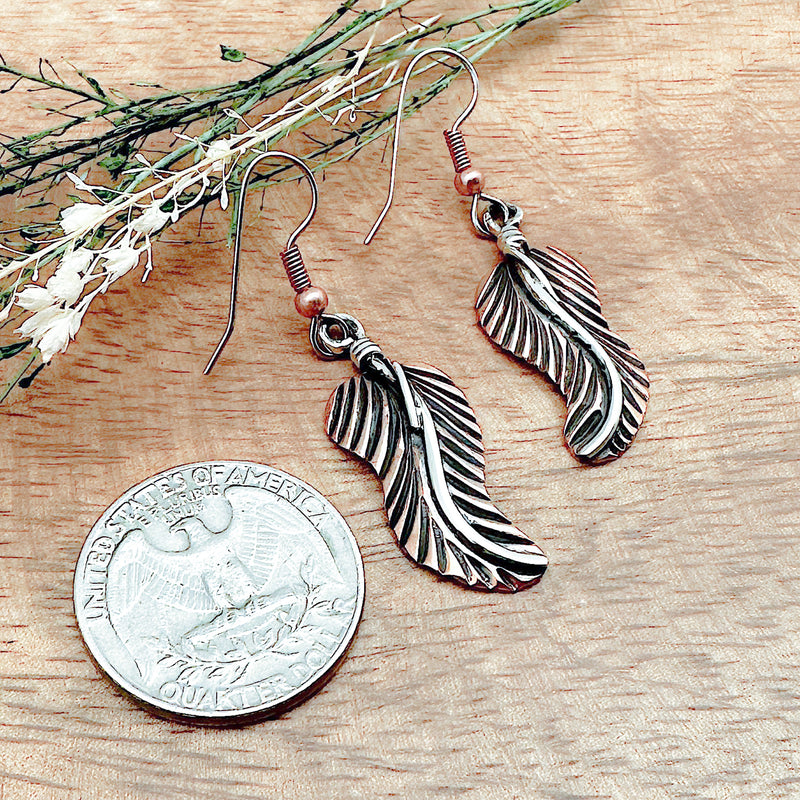 Copper & Silver Feather Earrings