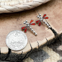 Red Coral Dragonfly Earrings
