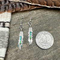 Gaspeite & Turquoise Feather Earrings