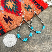 Silver Pearl & Kingman Turquoise Earrings