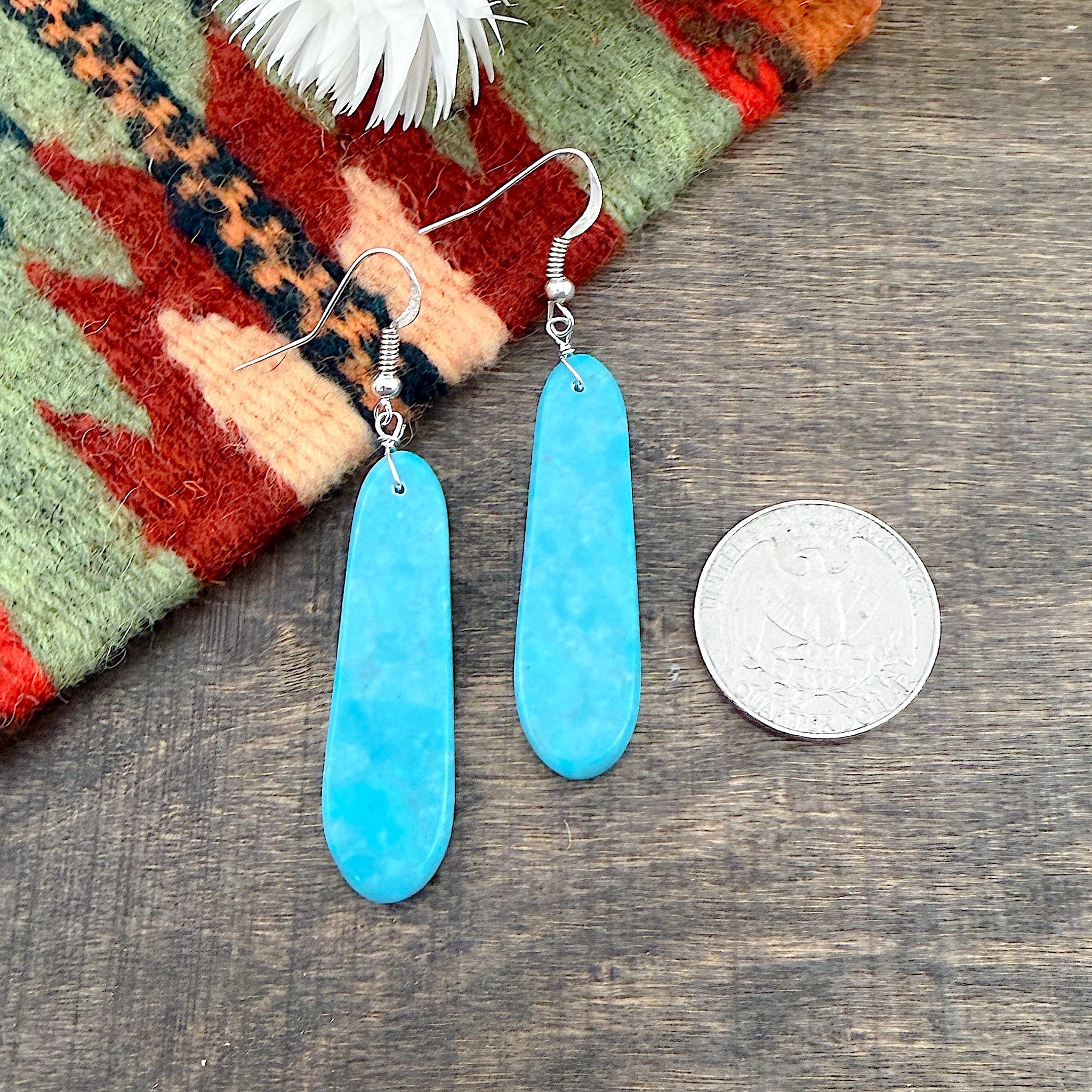 Kewa (Santo Domingo) Turquoise Slab Earrings