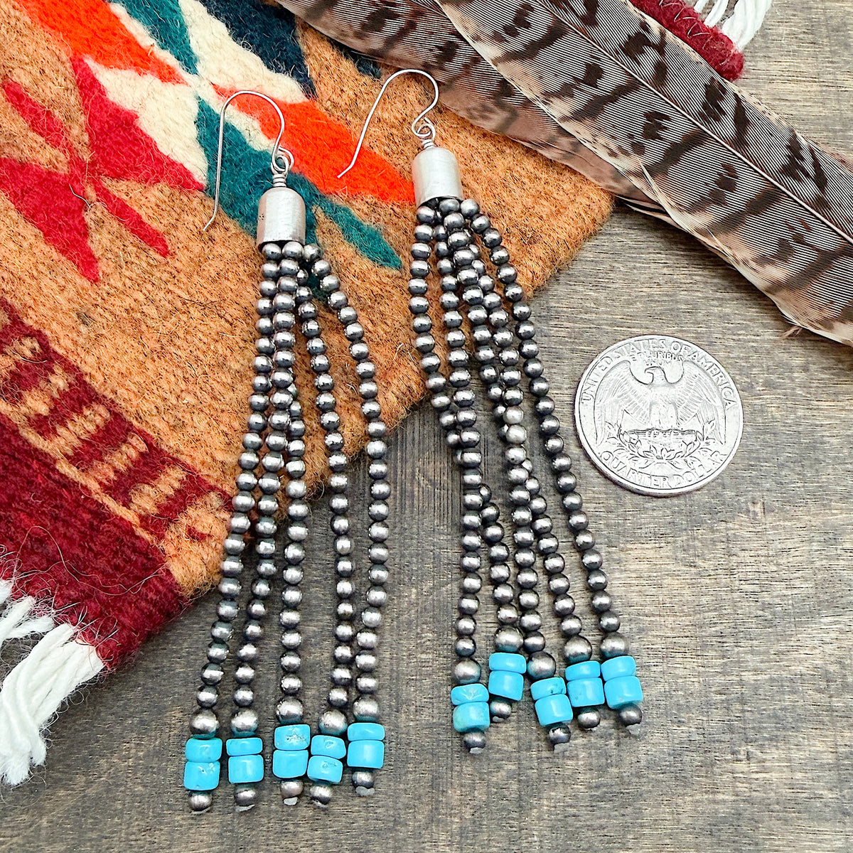 Long Silver Pearl Earrings