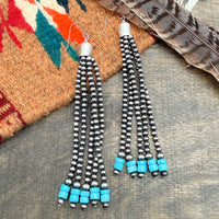 Long Silver Pearl Earrings