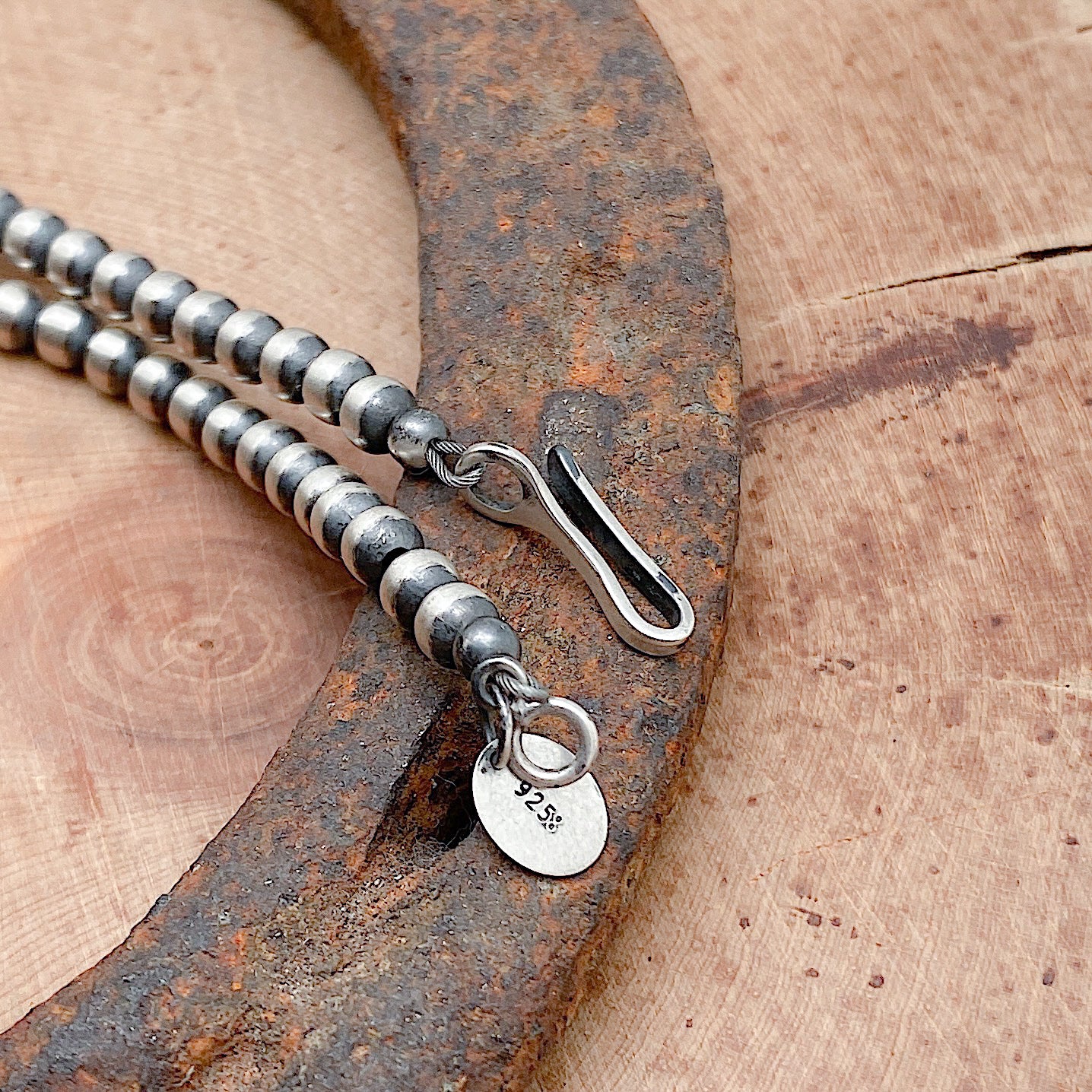 4mm Navajo Silver Pearl Necklaces 14" - 24"