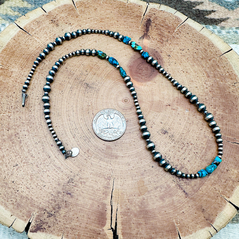 Navajo Silver Pearl Turquoise Necklace