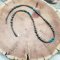 Navajo Silver Pearl Turquoise Necklace