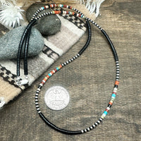 3mm Santo Domingo Heishi & Silver Pearls Necklace