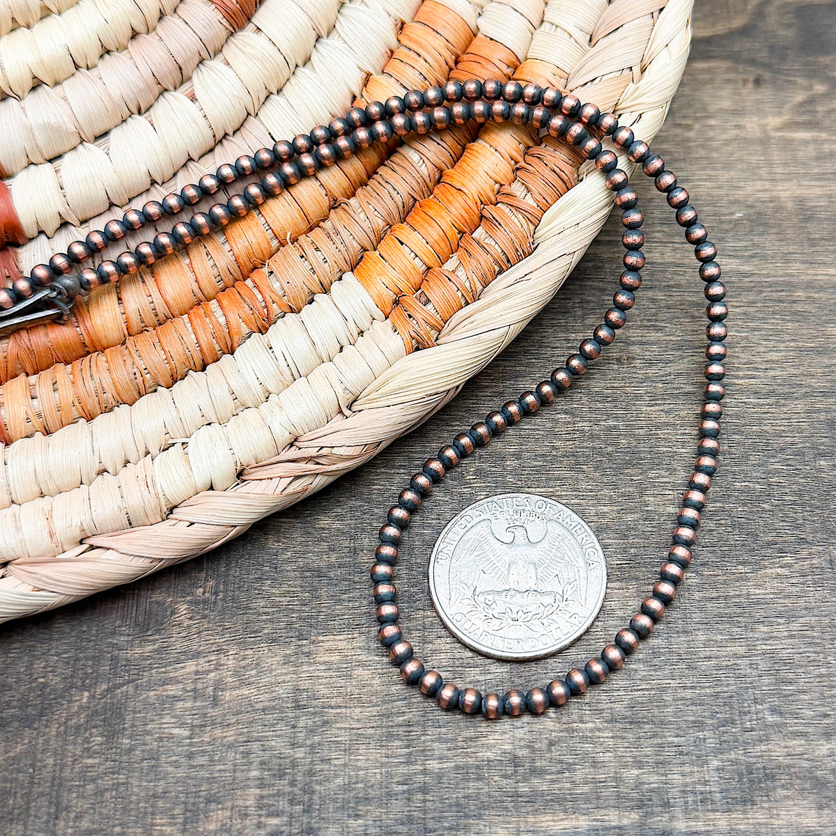 3mm Navajo Copper Pearl Necklaces 16"-24"