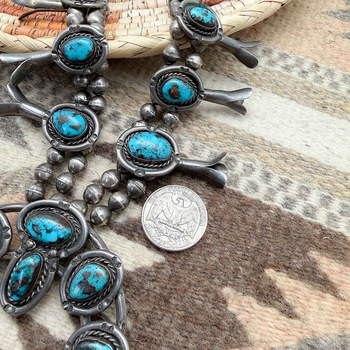 Vintage Bisbee Turquoise Squash Blossom
